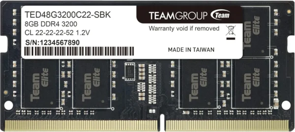 Barette de mémoire Team Group Elit 8 Go – DDR4 3200 MHz (TED48G3200C22-SBK)