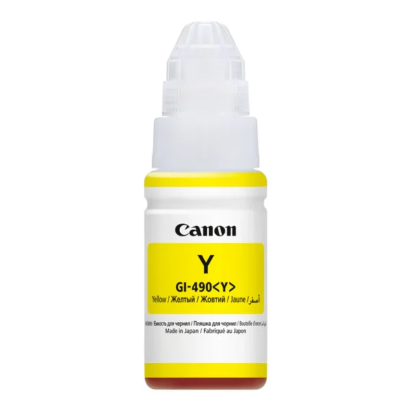 Canon GI-490 Y Jaune – Bouteille d’encre Canon d’origine (0666C001AA) (0666C001AB)