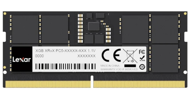 Barrette mémoire RAM Lexar – 32 GB DDR5 RAM 5600 MHz – SO-DIMM (LD5S32G56C46ST-BGS)